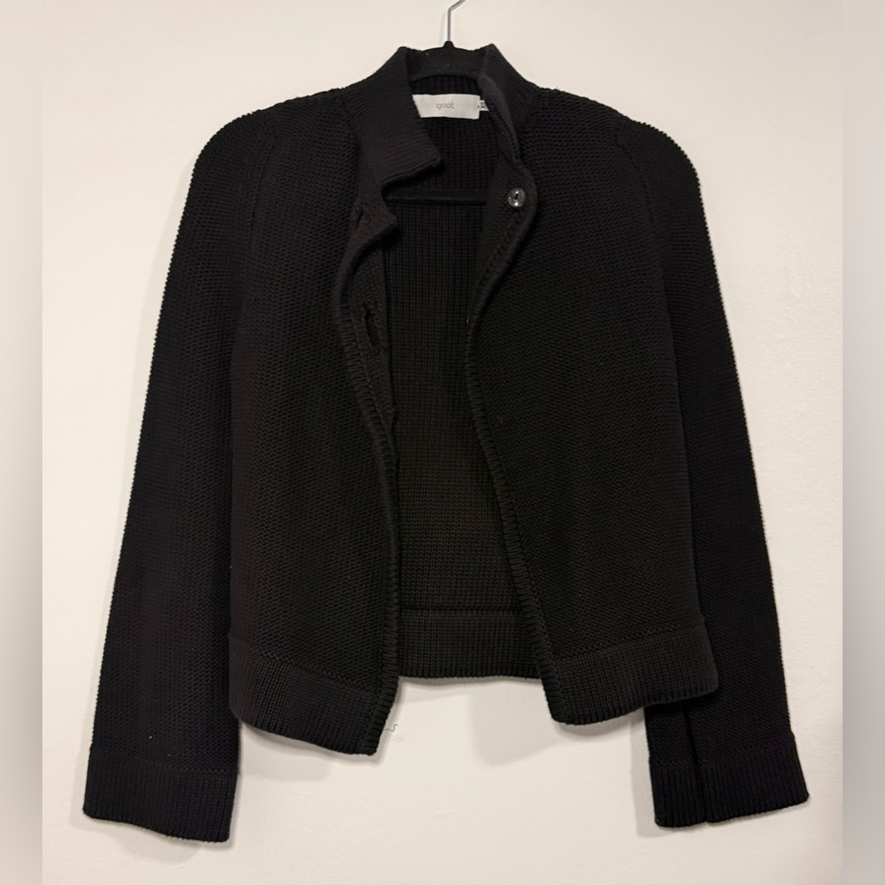 Goat Jane Atelier 100% Cotton Black Chunky Knit Sweater Cardigan Size XS